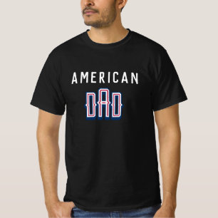 Camiseta PAI americano RED White Dia de os pais Black