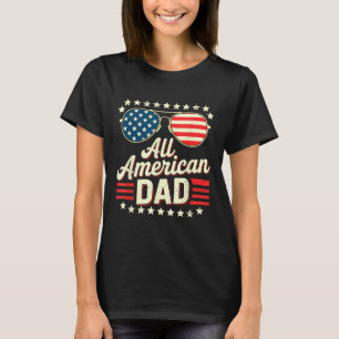 Camiseta Pai Americano Retro Bandeira EUA Óculos 4 de Julho