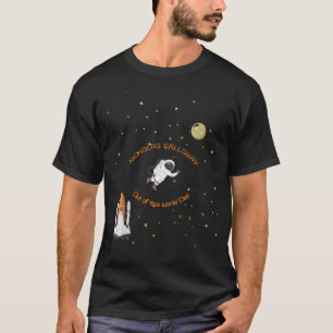 Camiseta Pai Astronauta Moon Rocket Monograma Sistema Solar