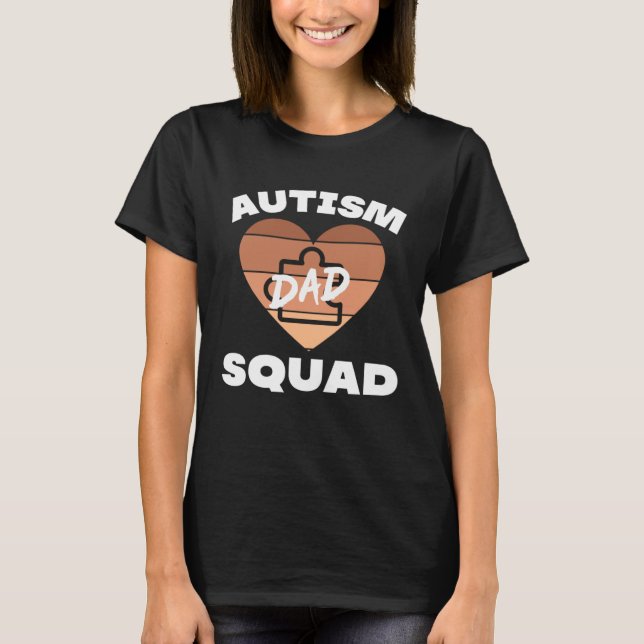 Camiseta Pai Autismo Negro Esquadrão Autista Filho Crianças (Frente)