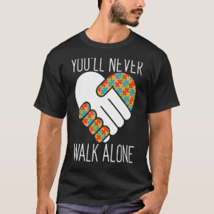 Camiseta Pai Autismo Você nunca andará sozinho Quebra-cabeç