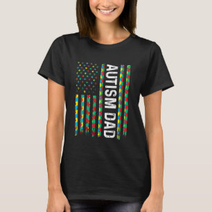 Camiseta Pai Autista Conscientização Bandeira Americana EUA