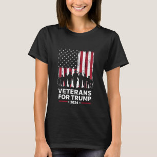 Camiseta Pai Avô Veteranos Para Trump 2024 Bandeira America