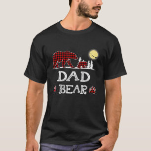 Camiseta Pai Bear Natal Pajama Xadrez Vermelha Família Buf