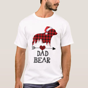 Camiseta Pai Bear Natal Pajama Xadrez Vermelha Família Buf