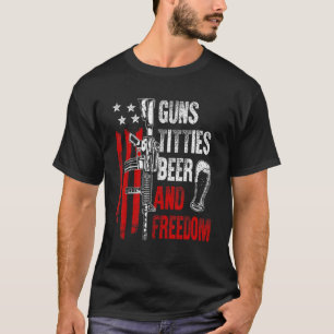 Camiseta Pai Beer & Freedom Bebendo USA American Flag Men