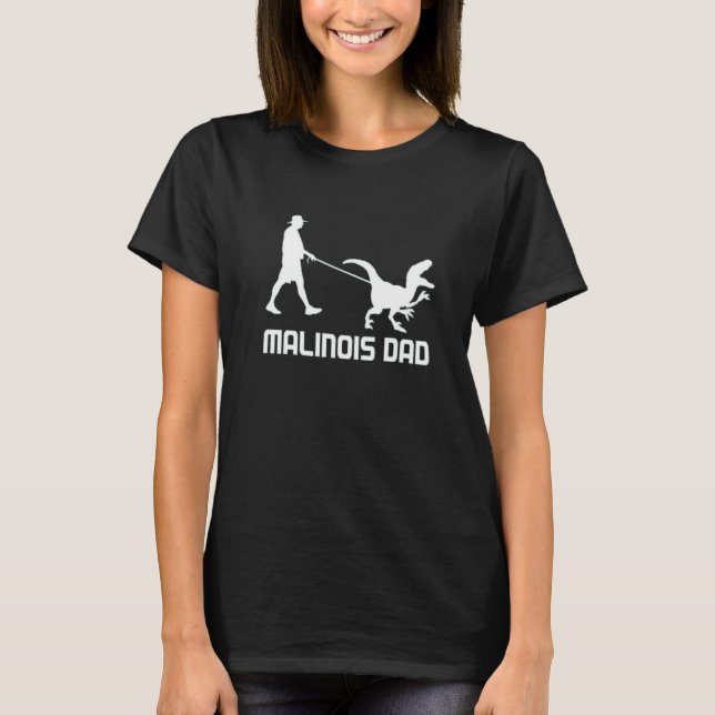 Camiseta Pai Belga Malinois Dinossaur Engraçado Presente Pa (Frente)
