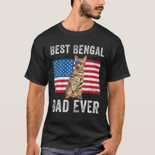 Camiseta Pai Bengal American Flag Bengal Cat Proprietário