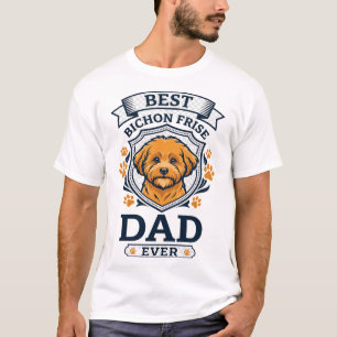 Camiseta Pai Bichon Frise Para Sempre Impressões de Pata de