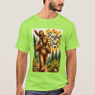Camiseta Pai Bigfoot Aquarela Sasquatch Pai Floresta 