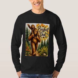 Camiseta Pai Bigfoot Aquarela Sasquatch Pai Floresta 
