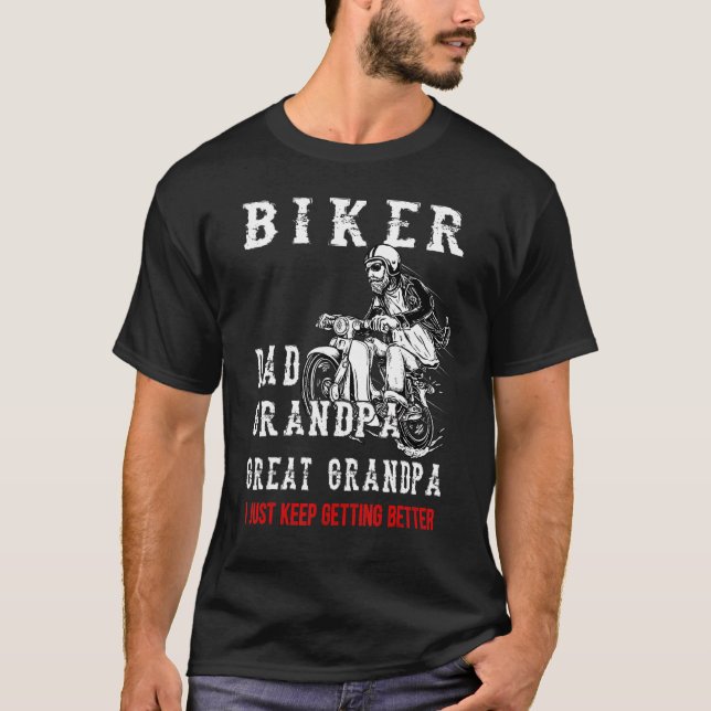 Camiseta Pai Biker Vovô Excelente Vovô Eu Só Continuo Chega (Frente)