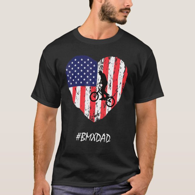 Camiseta Pai Bmx American Flag Heart Vintage (Frente)