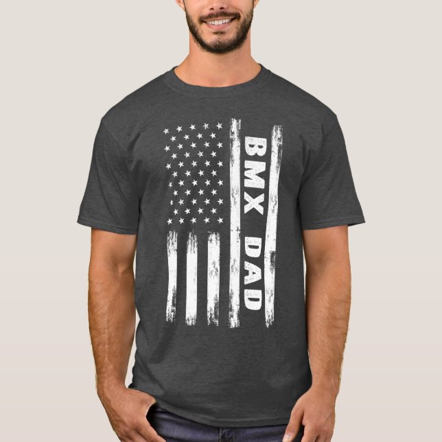 Camiseta Pai BMX Bicicleta Motocross American Flag Grunge (Frente)