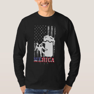 Camiseta Pai Bod Merica, Bebendo do Partido da Bandeira Ame