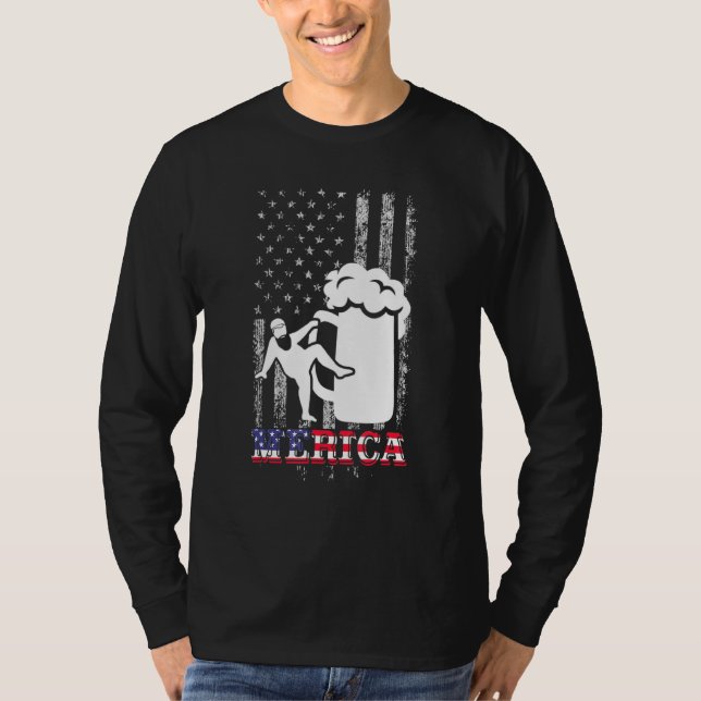 Camiseta Pai Bod Merica, Bebendo do Partido da Bandeira Ame (Frente)