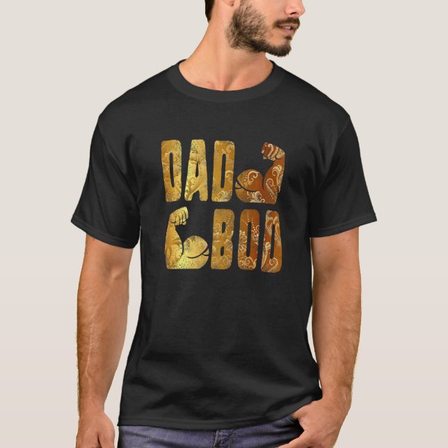Camiseta Pai Bod Musculatura Edifício Gym Pai Ouro Avô (Frente)
