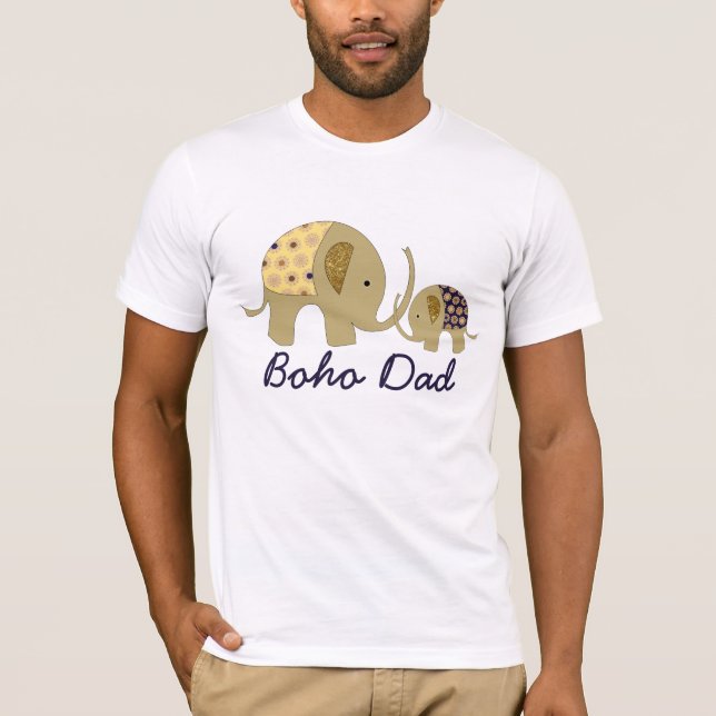 Camiseta Pai Boho, Elefante Dourado (Frente)