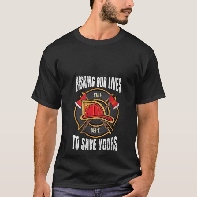 Camiseta Pai Bombeiro Mãe Assistente de Bombeiros Chefe Ca (Frente)