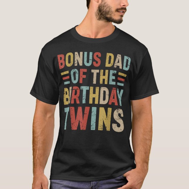 Camiseta Pai Bônus Dos Gêmeos De Aniversário Conjunto Combi (Frente)