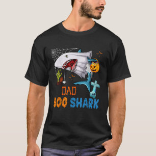 Camiseta Pai Boo Shark Halloween Tubarão Fantasma Com P