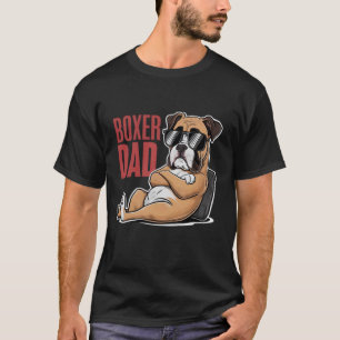 Camiseta Pai Boxer de Óculos de Sol Amante de Cães com Visu