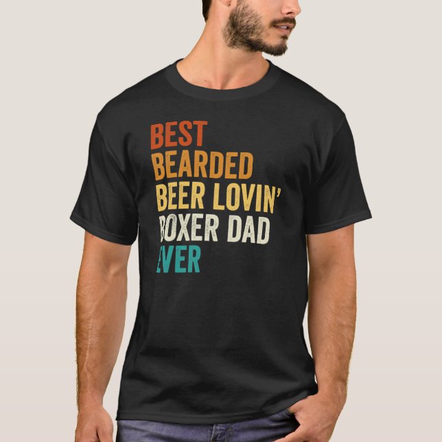 Camiseta Pai Boxer Loving Beer Best Bearded Nunca (Frente)
