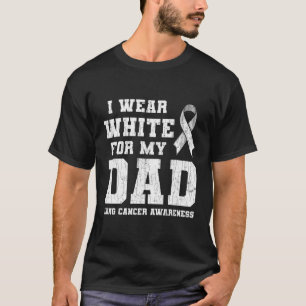 Camiseta Pai Branco da Fita de Consciência do Cancer Pulmon