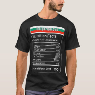 Camiseta Pai Búlgaro Fatos Nutrição do Dia de os pais Pr