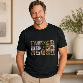 Camiseta Pai cachorro papai colagem de fotos preto