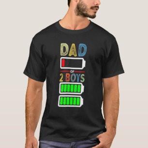 Camiseta Pai Cansado De 2 Dois Rapazes Com Baixa Bateria Do