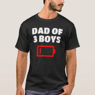Camiseta Pai Cansado De 3 Três Meninos Com Baixa Bateria Pa
