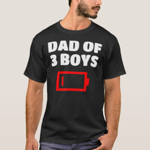 Camiseta Pai Cansado De 3 Três Meninos Com Baixa Bateria Pa