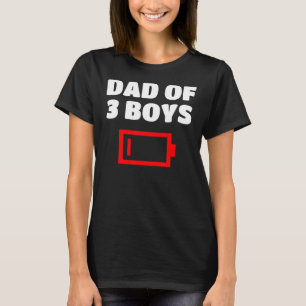 Camiseta Pai Cansado De 3 Três Meninos Com Baixa Bateria Pa