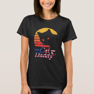Camiseta Pai Cat Vintage Estilo Americano Cat Retro Distânc