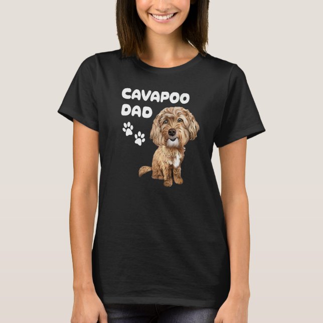 Camiseta Pai Cavapoo Cachorro Vermelho Caçapo Cachorro Cach (Frente)
