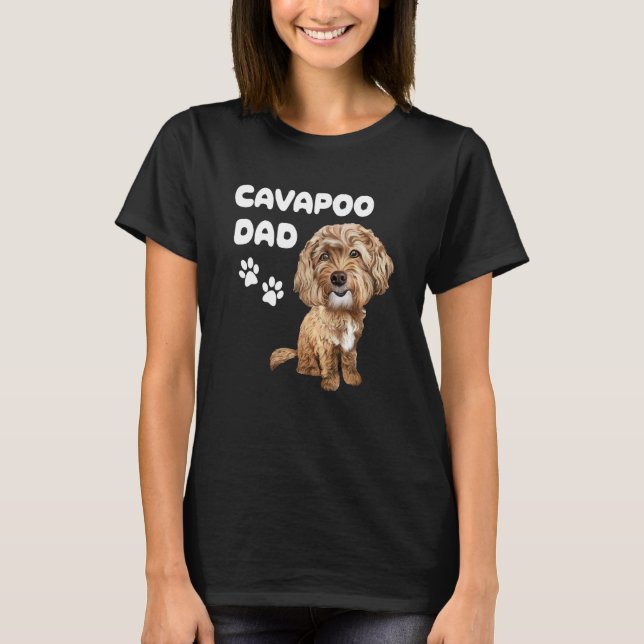 Camiseta Pai Cavapoo Cachorro Vermelho Caçapo Cachorro Cach (Frente)