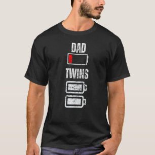 Camiseta Pai Cheio de gêmeos de bateria fraca Pai de carga