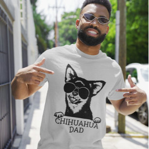 Camiseta Pai Chihuahua Vestindo Óculos Dias de os pais