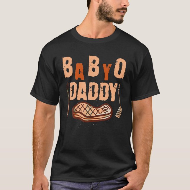 Camiseta Pai CHURRASCO Chá  Q Tema do Chá de fraldas Combin (Frente)