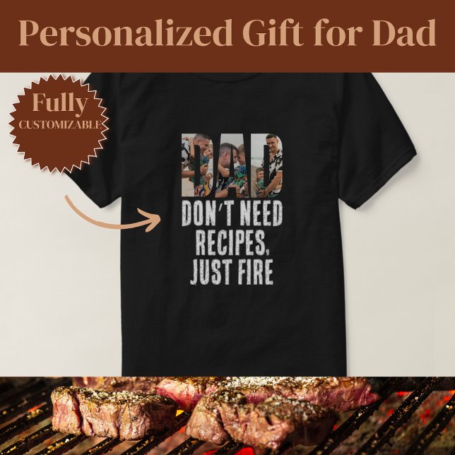 Camiseta Pai Churrasco Divertido Sem Receitas (Funny No Recipes Dad Grill T-Shirt)