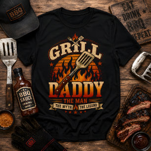 Camiseta Pai Churrasqueiro BBQ Retro Pôr do Sol Desgastado