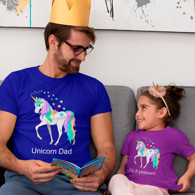 Camiseta Pai Colorido Rainbow Unicorn (Criador carregado)