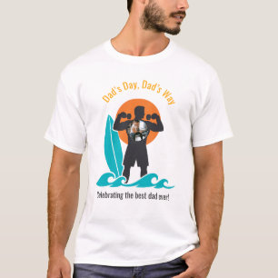 Camiseta Pai com Corpo de Praia de Verão Foto Silhueta Gráf