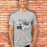 Camiseta Pai com Crianças e Colagem de Fotos de Pai Familia<br><div class="desc">Pai com Crianças e Camiseta Colagem de Fotos de Pai Familiar. Colagem de 6 fotos, nome do pai com uma doce mensagem em um roteiro de tendências e nomes de crianças que sobrepõem as fotos. Adicione suas 6 fotos favoritas da família. Bela manutenção e presente de aniversário, Dia do Pai...</div>