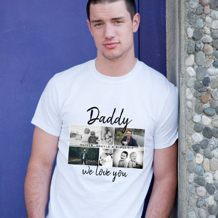 Camiseta Pai com Crianças e Colagem de Fotos de Pai Familia
