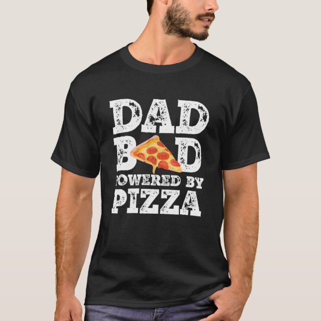 Camiseta Pai Com Pizza - Figura Gráfico Pai (Frente)