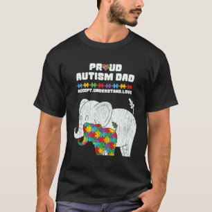 Camiseta Pai Conscientização do Autismo Aceita Orgulhoso Fi