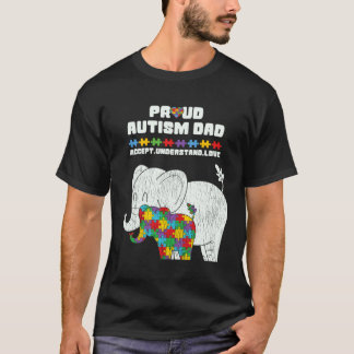 Camiseta Pai Conscientização do Autismo Aceita Orgulhoso Fi