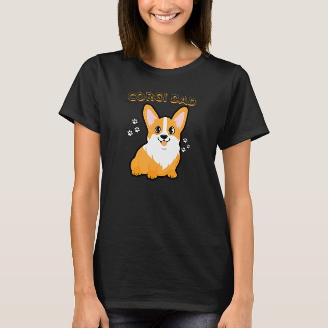 Camiseta Pai Corgi  Cão Corgi e Cachorrinho (Frente)